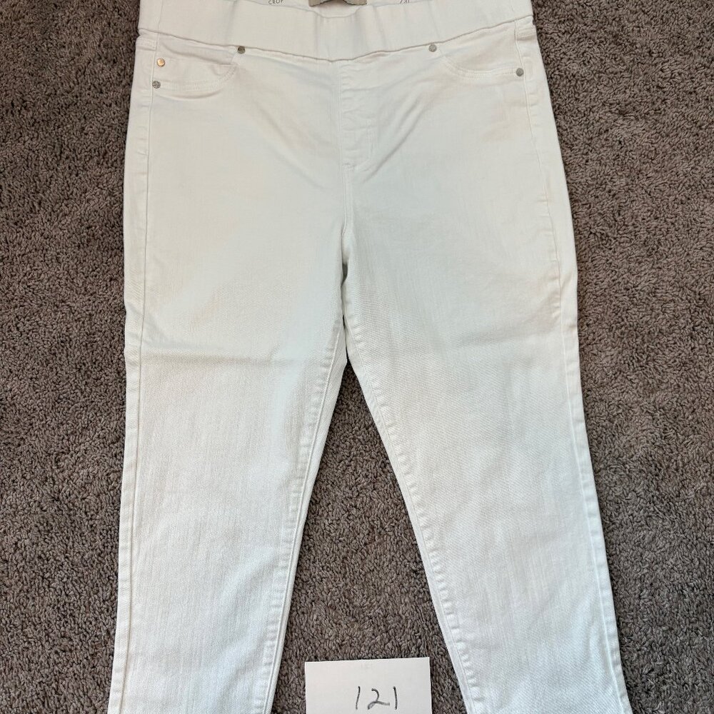 Liverpool "the CROP" White Jeans Pull On Capris Cropped Petite 12/31 EUC